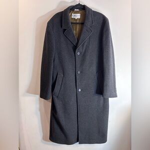 GRAFTON & CO Sz 42 Gray Lined Coat Wool Cashmere Polyamide Peak Collar Slit Back
